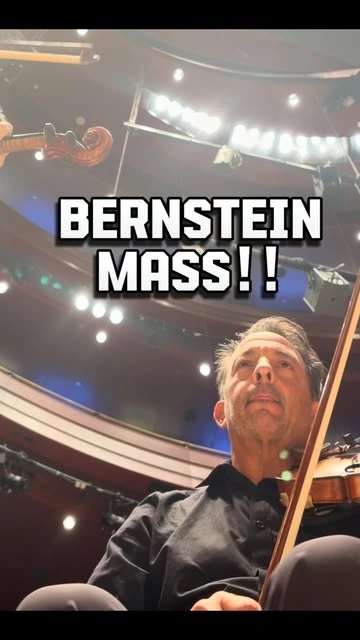 Richard in an orchestra performance with Bernstein Mass title