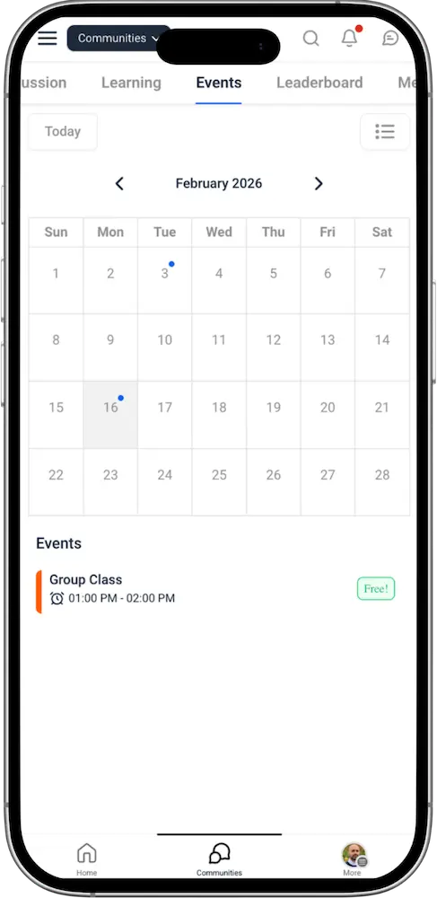 Live lesson view on a device